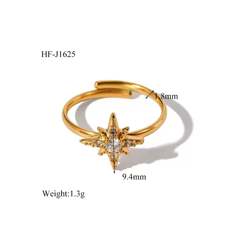 Moon Zircon - Inlaid Adjustable Rings