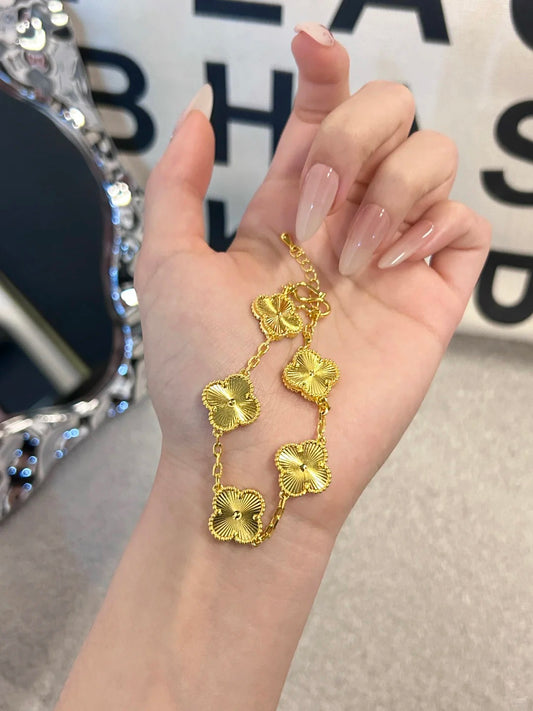 18K Gold - Plated Five - Clover Bracelet