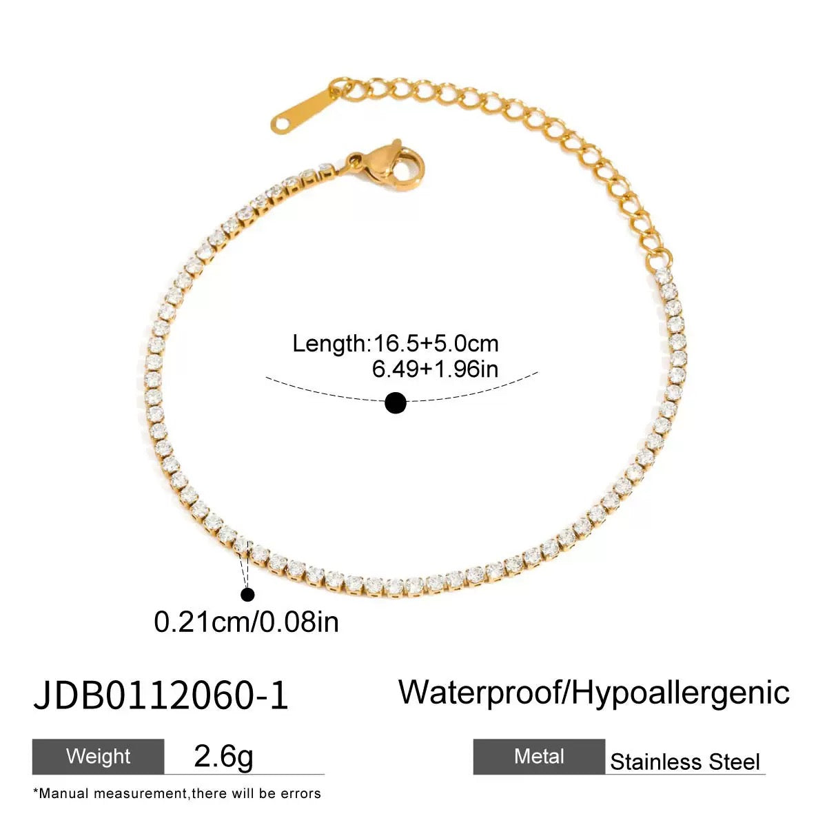Zircon - Inlaid Titanium Steel Bracelet