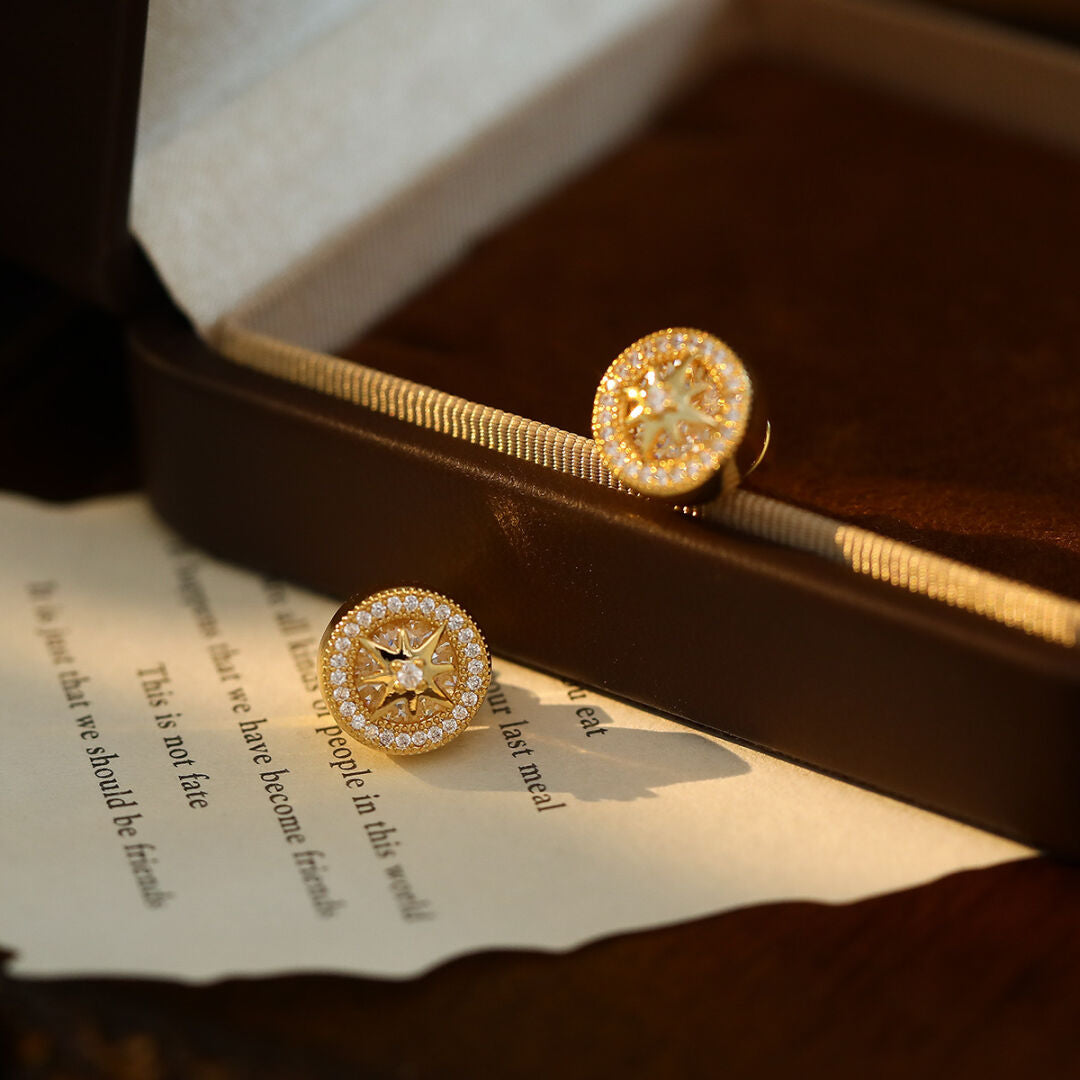 Compass Star Diamond Earrings