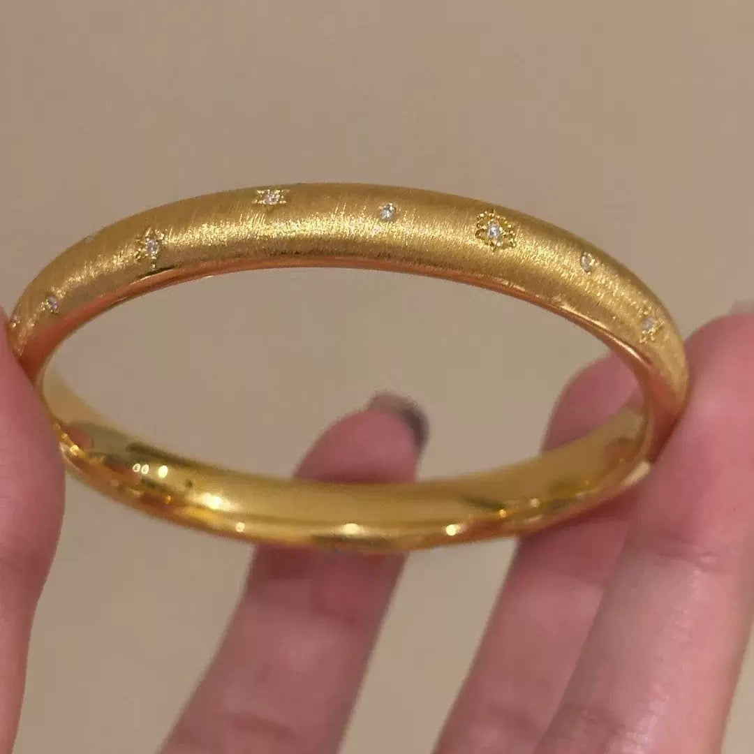 Gold - Plated Star - Studded Bangle