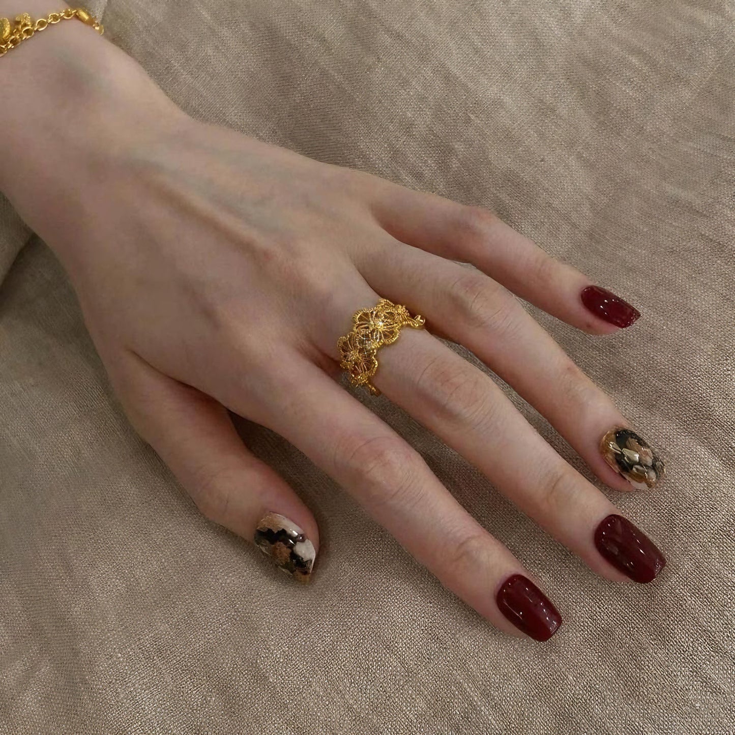 Floral Lace Open Ring