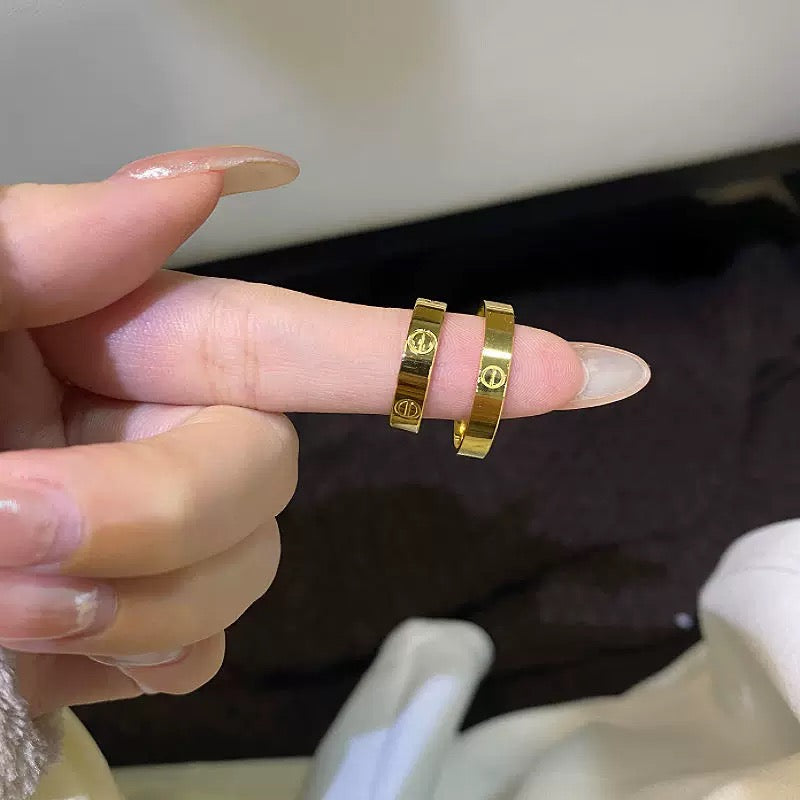 Timeless Gold - Plated Engraved Band Ring