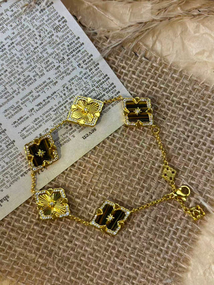 Tiger Eye Stone Bracelet - 18K Gold Plated