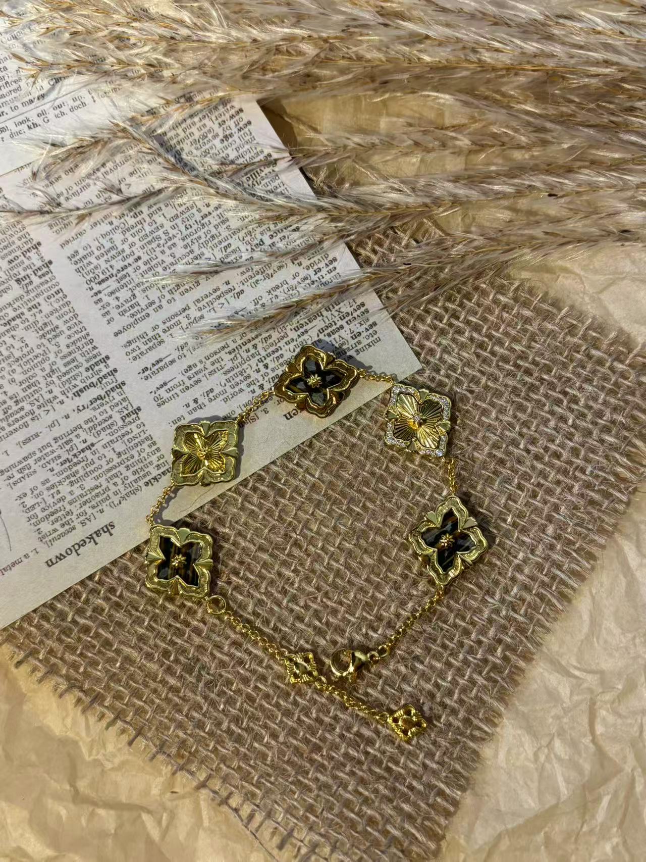 Tiger Eye Stone Bracelet - 18K Gold Plated