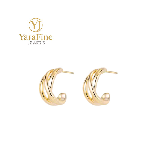 Multi-Layered Wave C-Shaped Stud Earrings