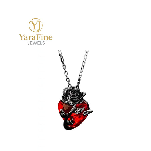 Gothic Rose Heart Vintage Necklace