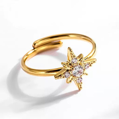 Moon Zircon - Inlaid Adjustable Rings