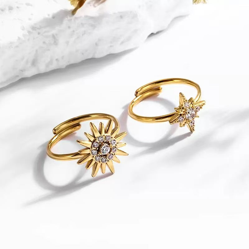 Moon Zircon - Inlaid Adjustable Rings