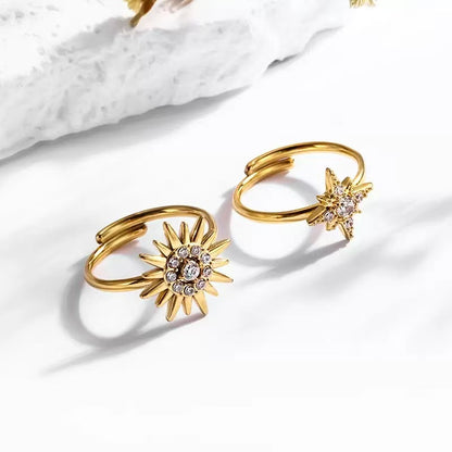 Moon Zircon - Inlaid Adjustable Rings