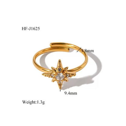 Moon Zircon - Inlaid Adjustable Rings