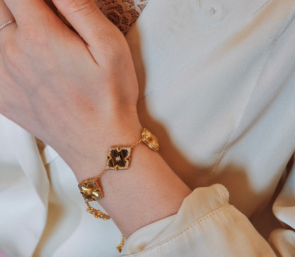 18K Tiger Eye Stone Bracelet