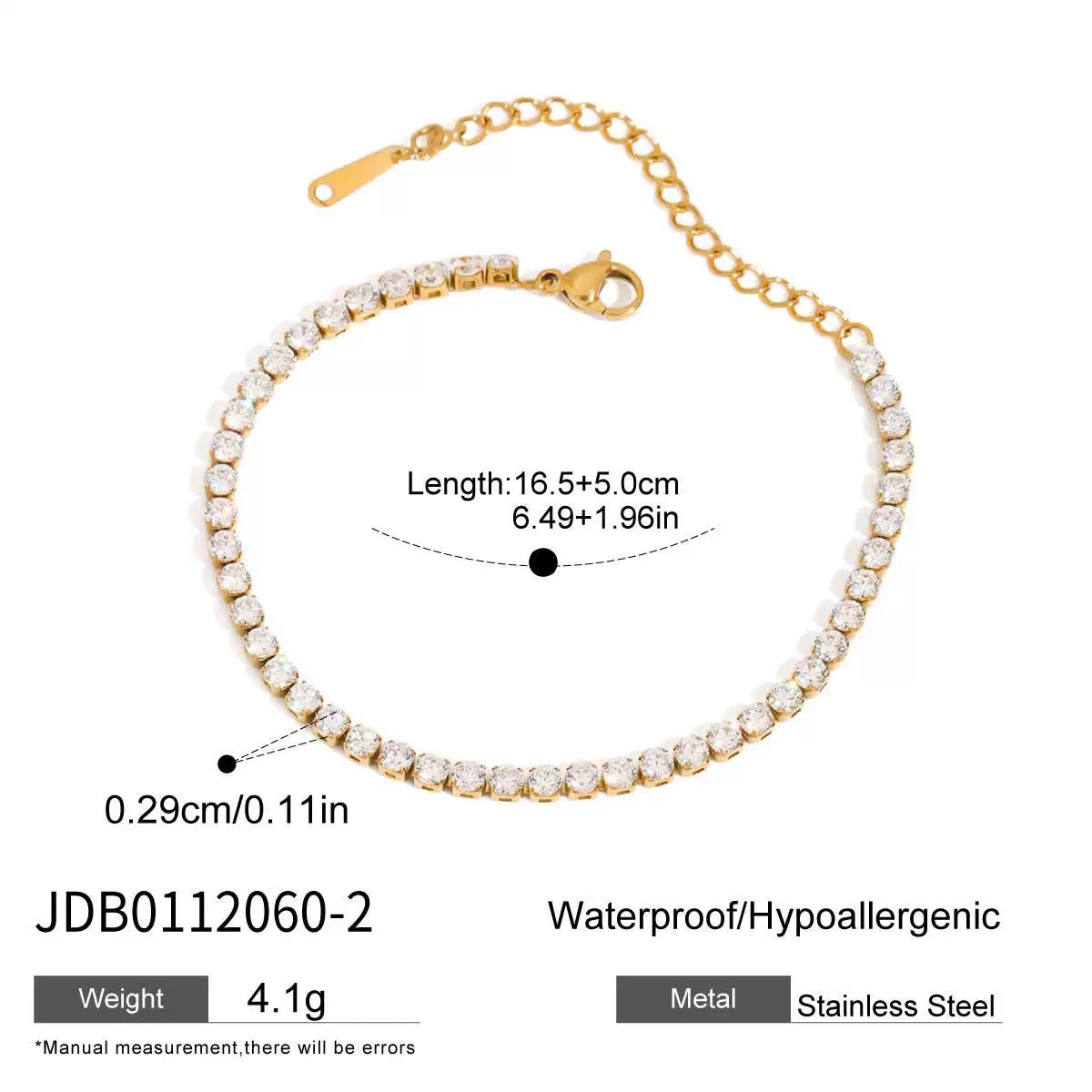 Zircon - Inlaid Titanium Steel Bracelet