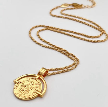 Roman Coin Pendant Necklace