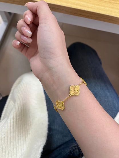 18K Gold - Plated Five - Clover Bracelet