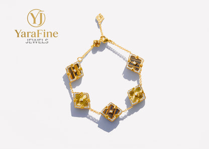 18K Tiger Eye Stone Bracelet