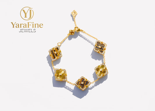 18K Tiger Eye Stone Bracelet