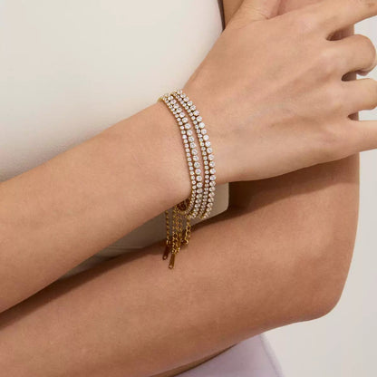 Zircon - Inlaid Titanium Steel Bracelet