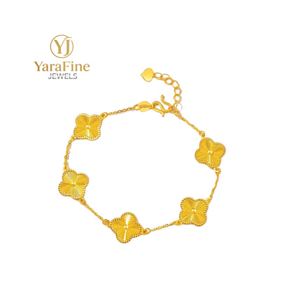 18K Gold - Plated Five - Clover Bracelet