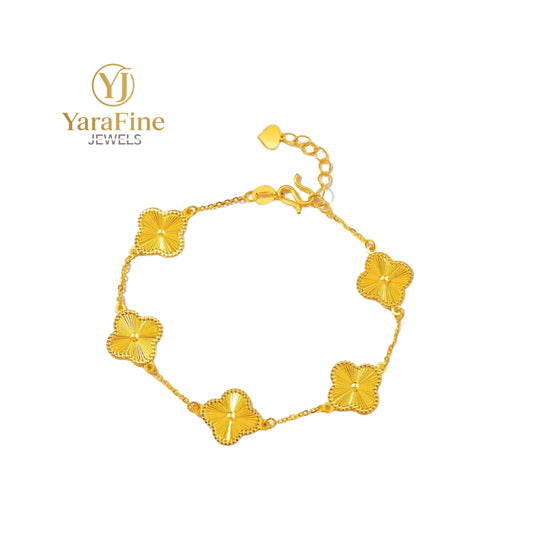 18K Gold - Plated Five - Clover Bracelet