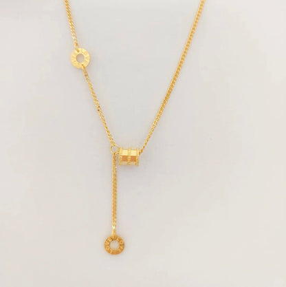 Gold - Plated Barrel Y - Drop Necklace