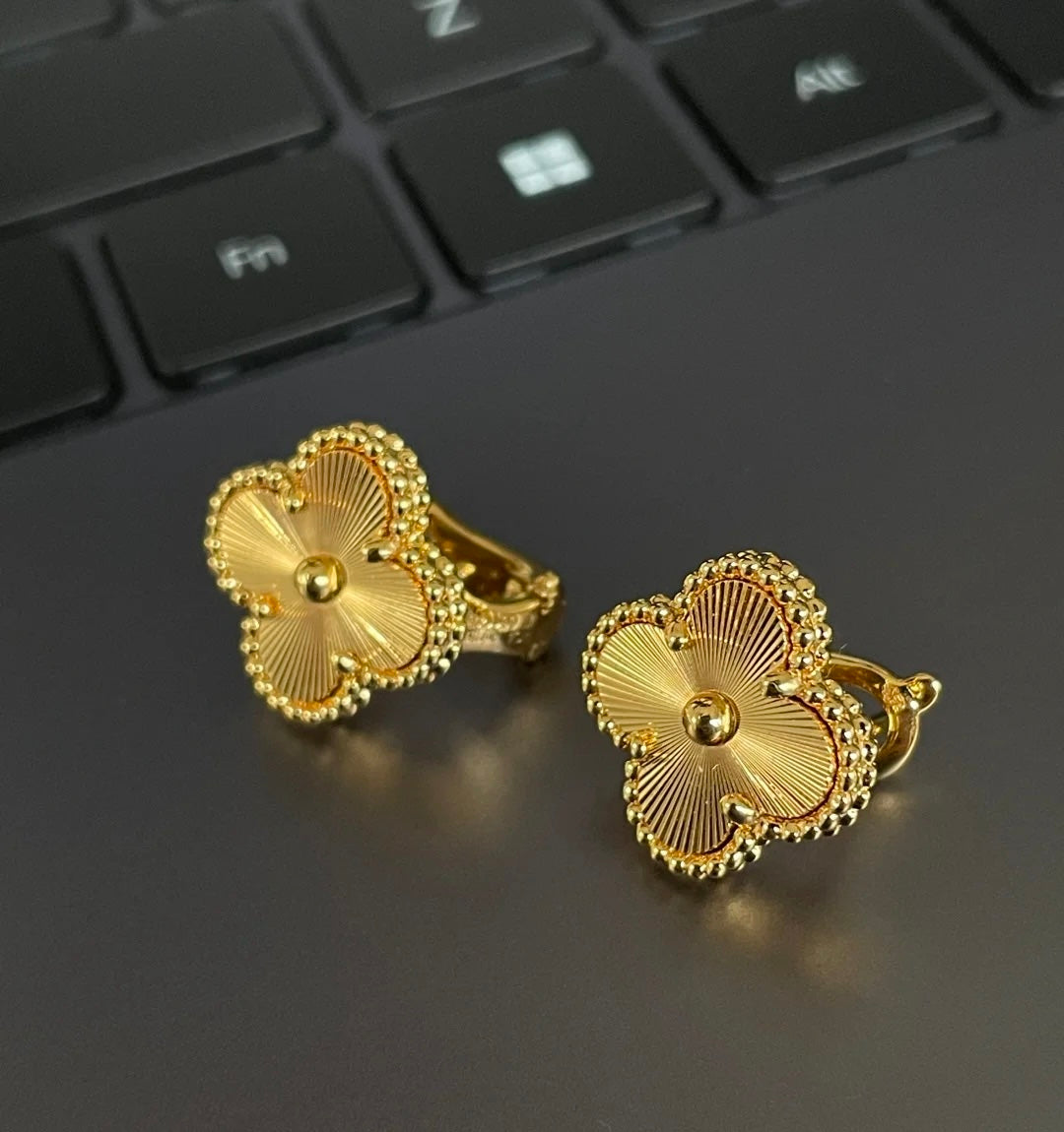 18K Gold Four - Leaf Clover Earrings: Symbol of Luck & Elegance