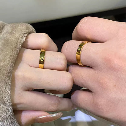 Timeless Gold - Plated Engraved Band Ring