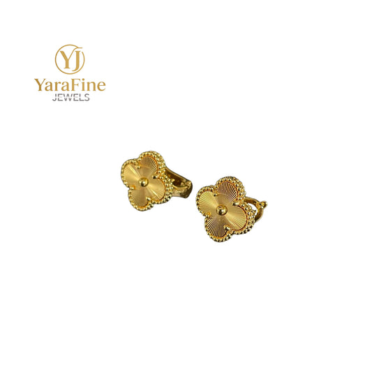 18K Gold Four - Leaf Clover Earrings: Symbol of Luck & Elegance